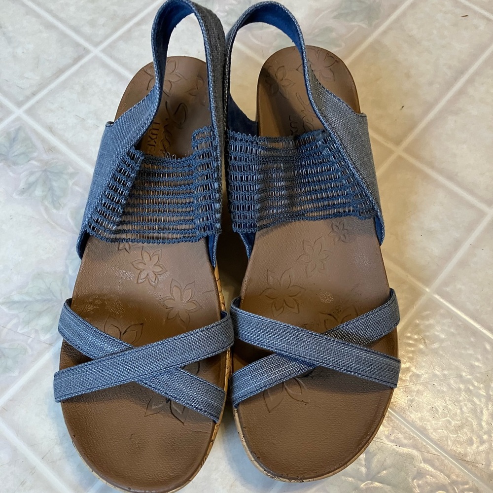 Skechers Women's Blue Cross-Strap Slingback Sandals